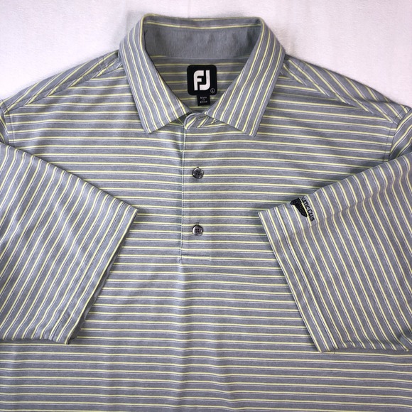 FootJoy Other - FOOTJOY Men's L Dallas Athletic Club Logo GOLF POLO SHIRT Gray Yellow Stripe